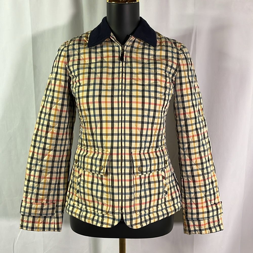 Talbots Multicolor Plaid Quilted Lightweight Zip Front Jacket
